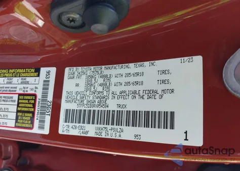 2024 Toyota Tundra Trd Pro 4Wd из США, поврежденный, VIN 5TFPC5DB8RX054584